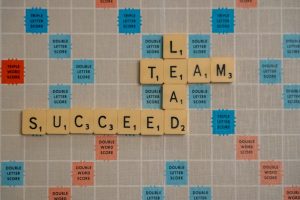 Sustainable Leadership Visualisierung Scrabble-Board Buchstaben Lead Team Succeed